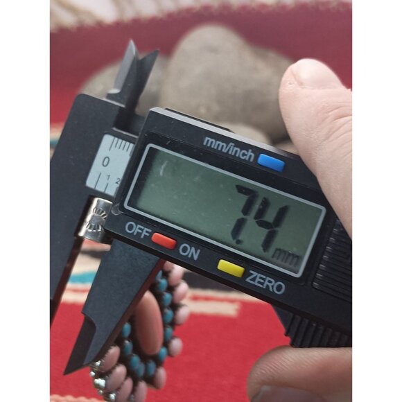 Huge 2.5" Long Handmade Sterling Silver Pink Conch Snake Eye Turquoise Cluster M - Picture 8 of 8